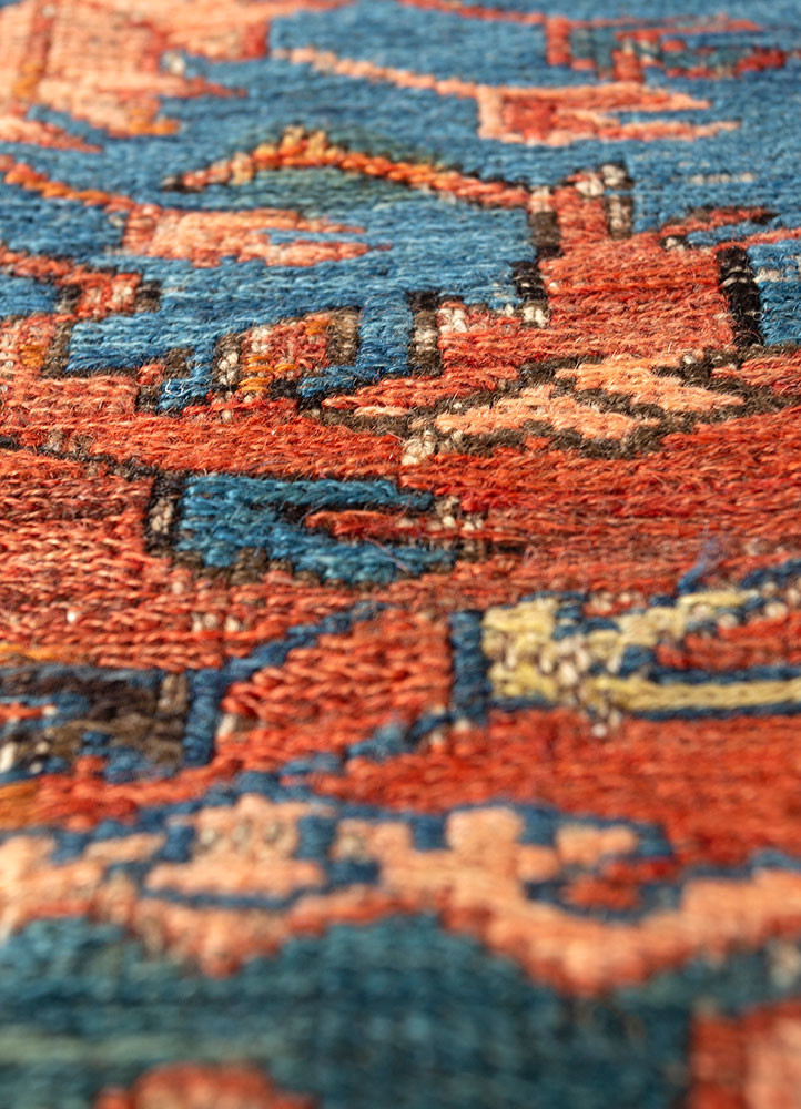 aalam red and orange wool hand knotted Rug - CloseUp aalam red and orange wool hand knotted Rug - CloseUp