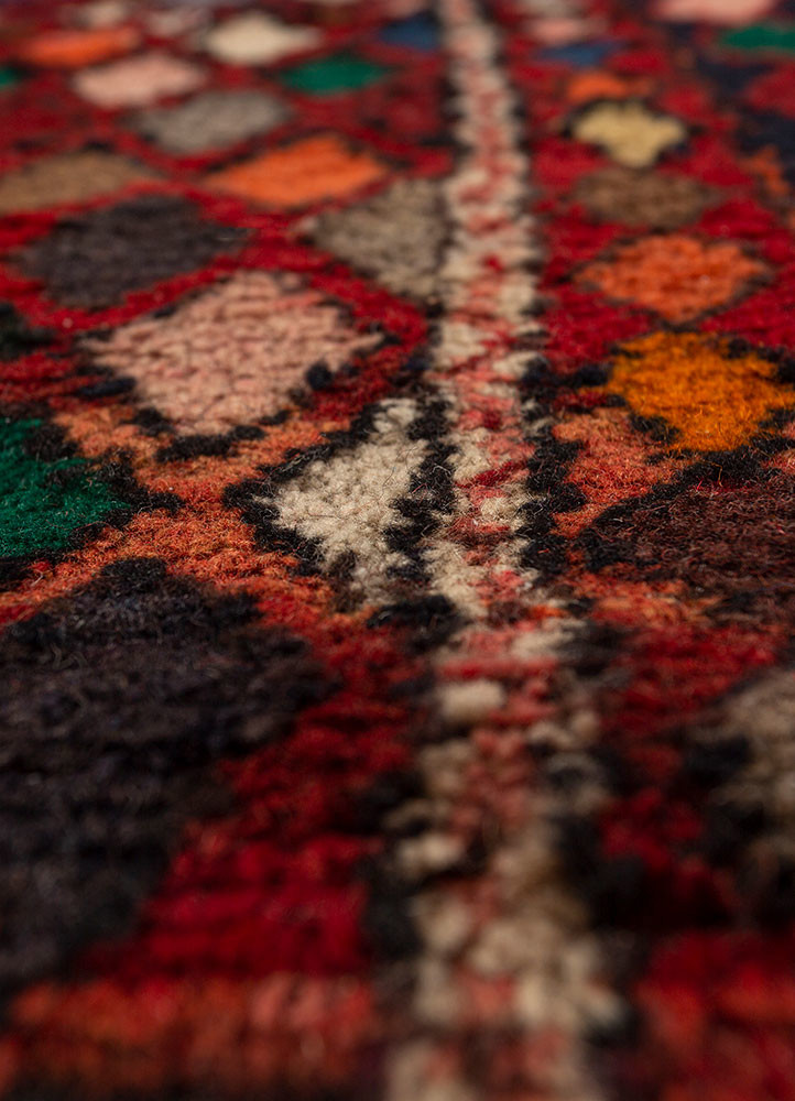 nuray red and orange wool hand knotted Rug - CloseUp