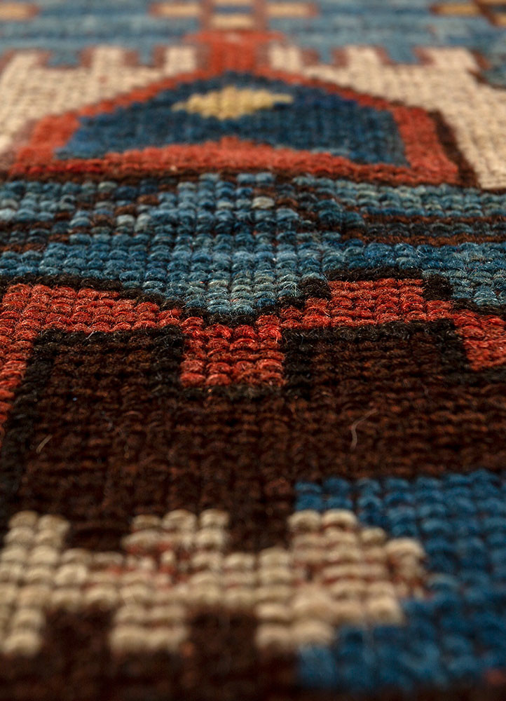 kiaan blue wool hand knotted Rug - CloseUp kiaan blue wool hand knotted Rug - CloseUp