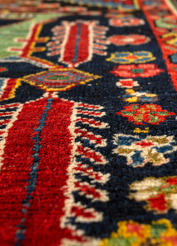 kiaan red and orange wool hand knotted Rug - CloseUp