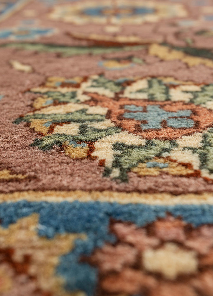 aalam green wool hand knotted Rug - CloseUp