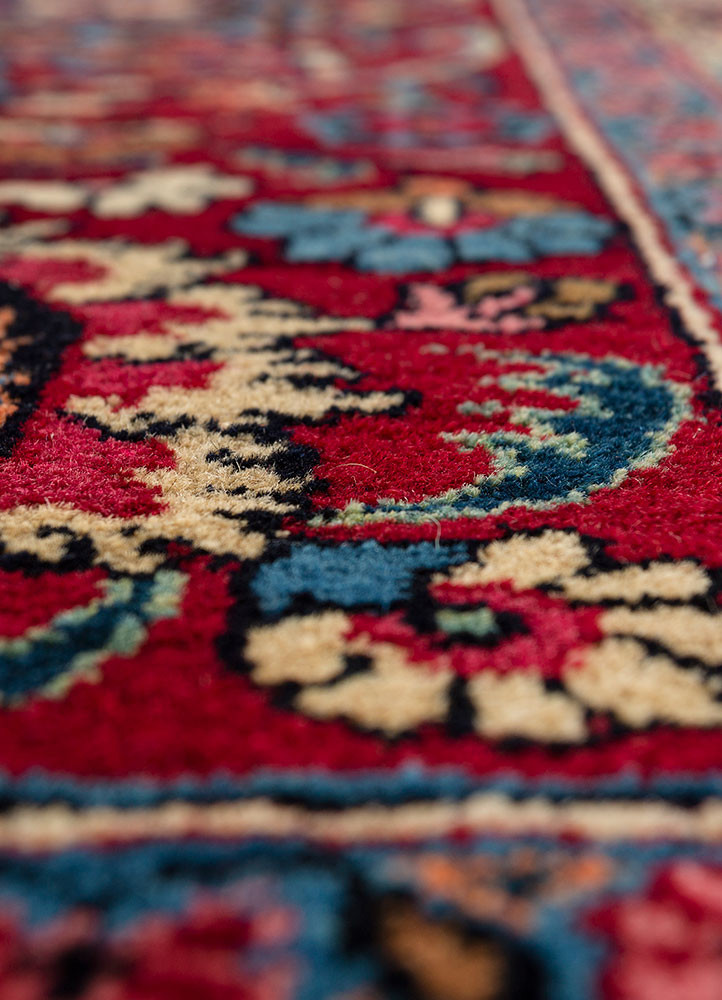 aalam red and orange wool hand knotted Rug - CloseUp aalam red and orange wool hand knotted Rug - CloseUp