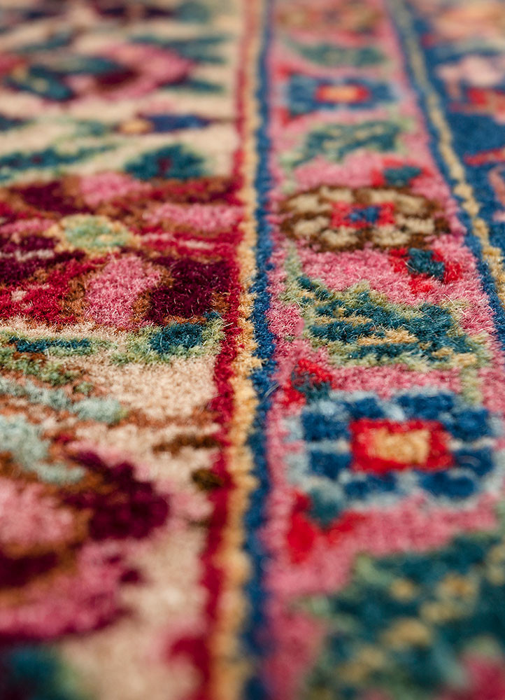 aalam blue wool hand knotted Rug - CloseUp