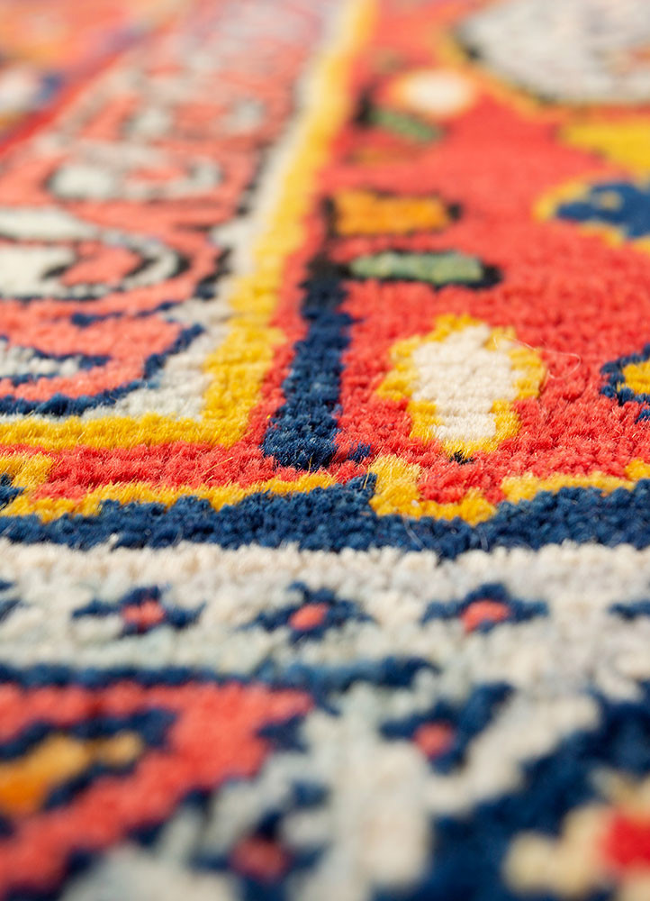 aalam blue wool hand knotted Rug - CloseUp