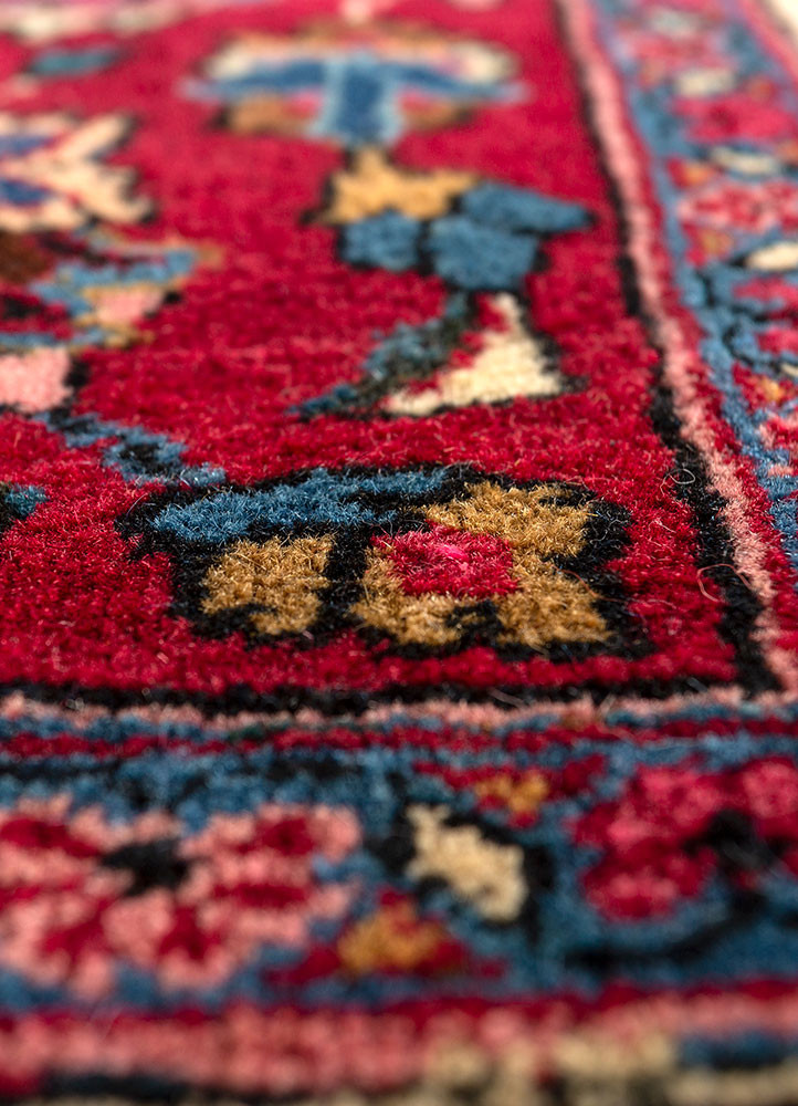 aalam blue wool hand knotted Rug - CloseUp aalam blue wool hand knotted Rug - CloseUp