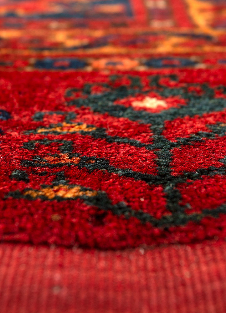 kiaan red and orange wool hand knotted Rug - CloseUp kiaan red and orange wool hand knotted Rug - CloseUp