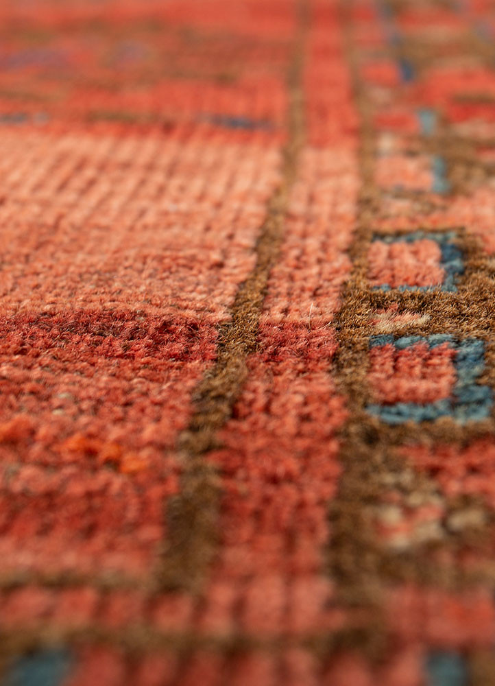 kiaan red and orange wool hand knotted Rug - CloseUp kiaan red and orange wool hand knotted Rug - CloseUp