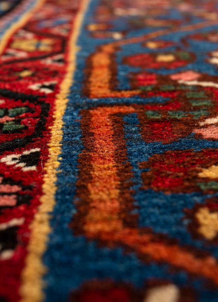 aalam blue wool hand knotted Rug - CloseUp