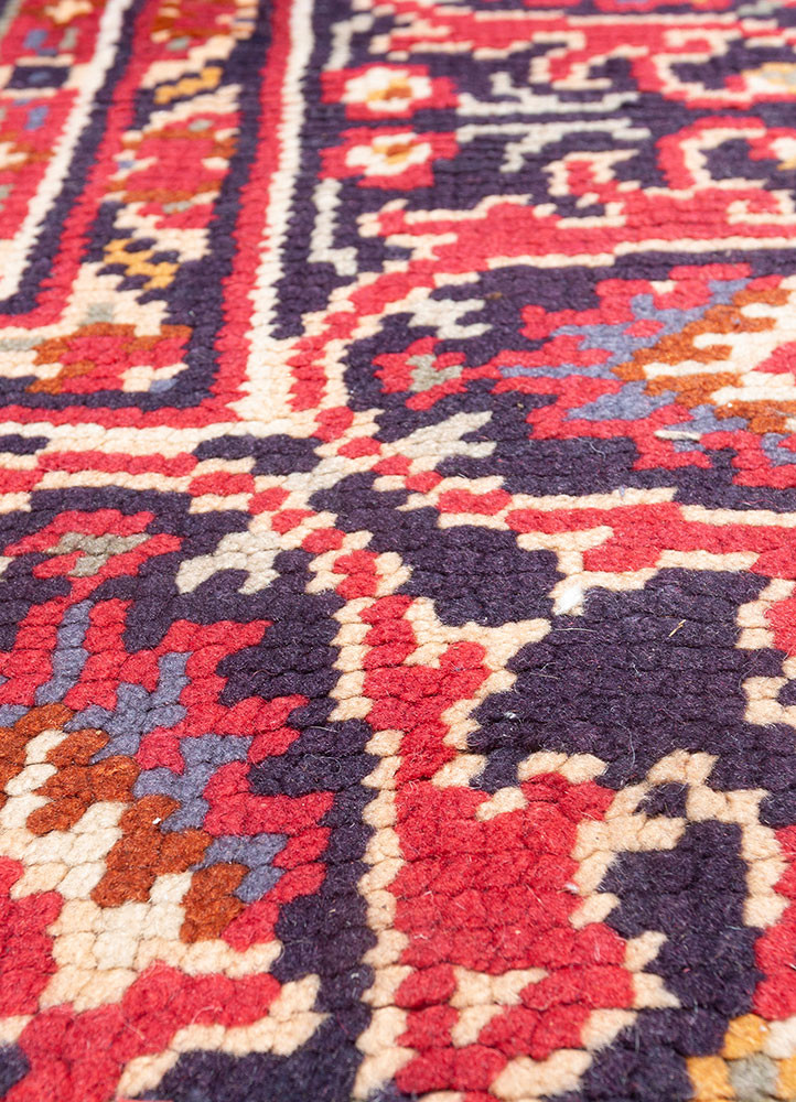 aalam pink and purple wool hand knotted Rug - CloseUp