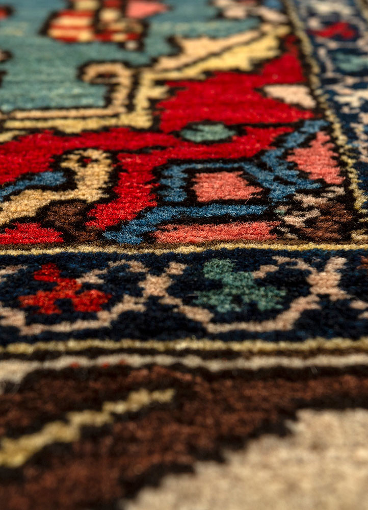 aalam blue wool hand knotted Rug - CloseUp aalam blue wool hand knotted Rug - CloseUp