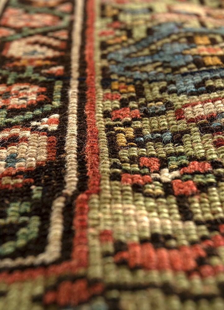 kiaan blue wool hand knotted Rug - CloseUp