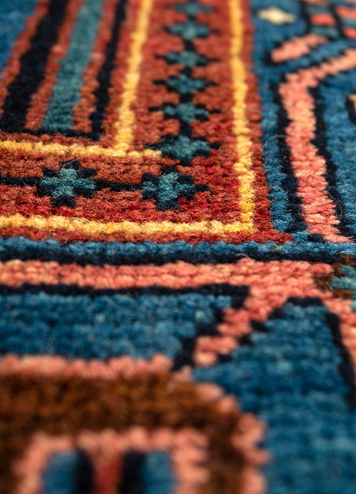 aalam blue wool hand knotted Rug - CloseUp aalam blue wool hand knotted Rug - CloseUp