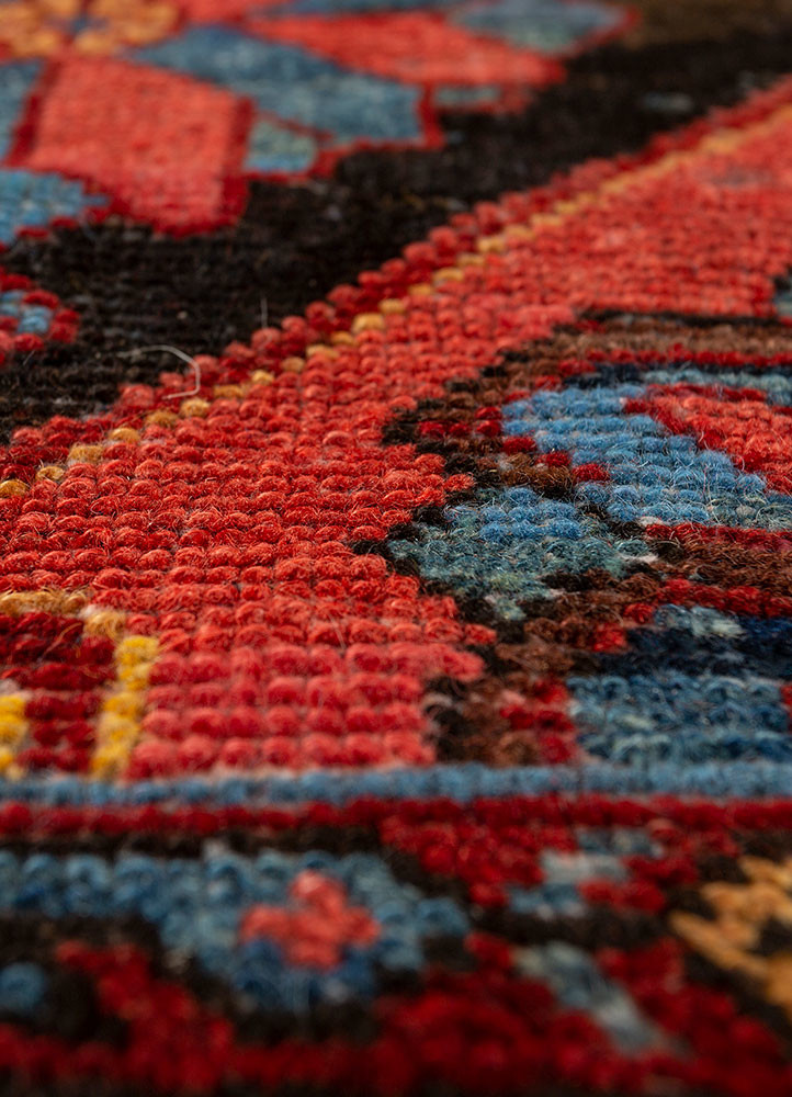 aalam red and orange wool hand knotted Rug - CloseUp aalam red and orange wool hand knotted Rug - CloseUp