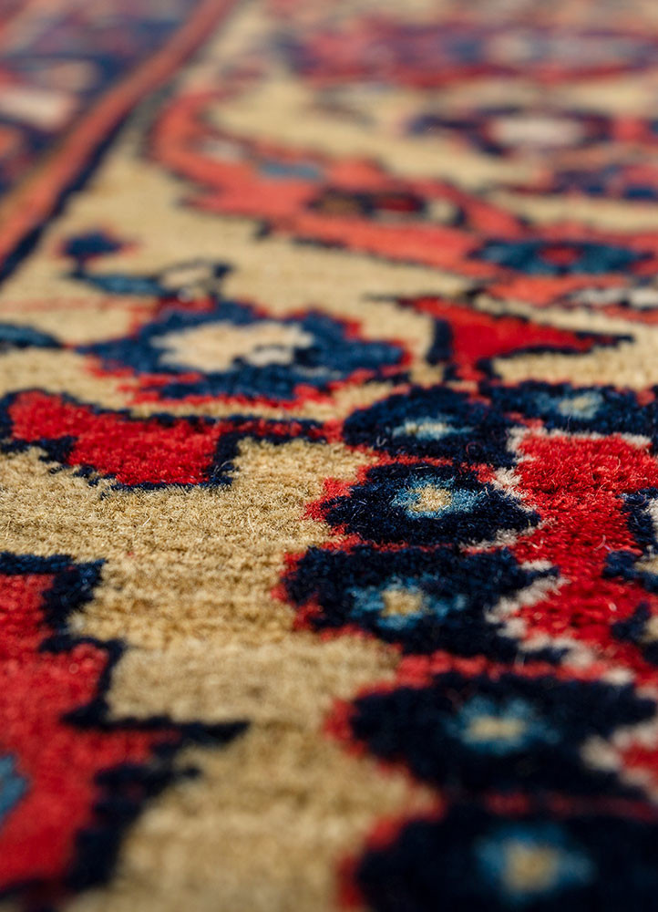 aalam blue wool hand knotted Rug - CloseUp