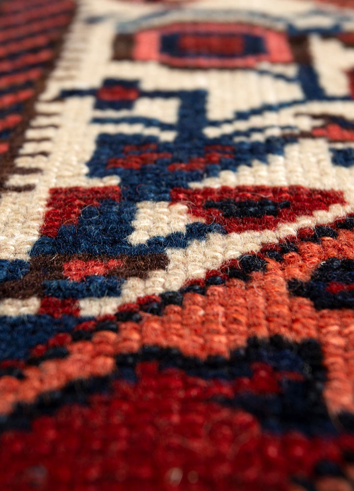 aalam red and orange wool hand knotted Rug - CloseUp aalam red and orange wool hand knotted Rug - CloseUp