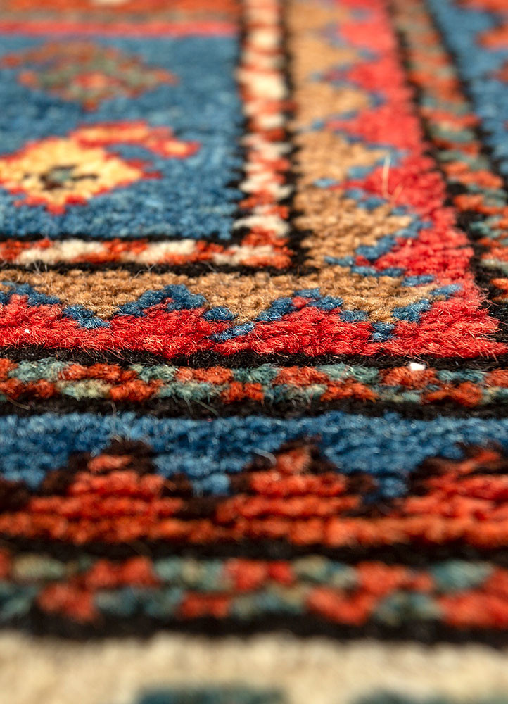 aalam blue wool hand knotted Rug - CloseUp aalam blue wool hand knotted Rug - CloseUp