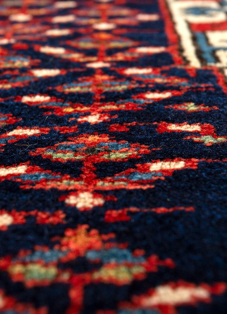 aalam blue wool hand knotted Rug - CloseUp aalam blue wool hand knotted Rug - CloseUp