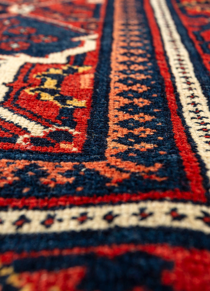 aalam red and orange wool hand knotted Rug - CloseUp aalam red and orange wool hand knotted Rug - CloseUp