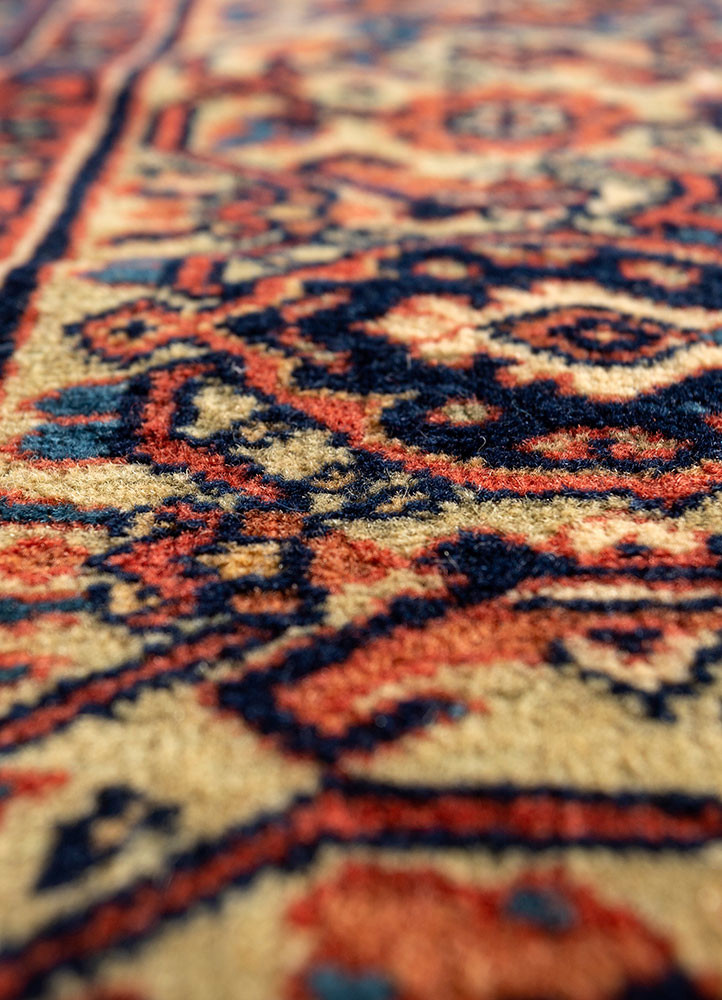 aalam blue wool hand knotted Rug - CloseUp
