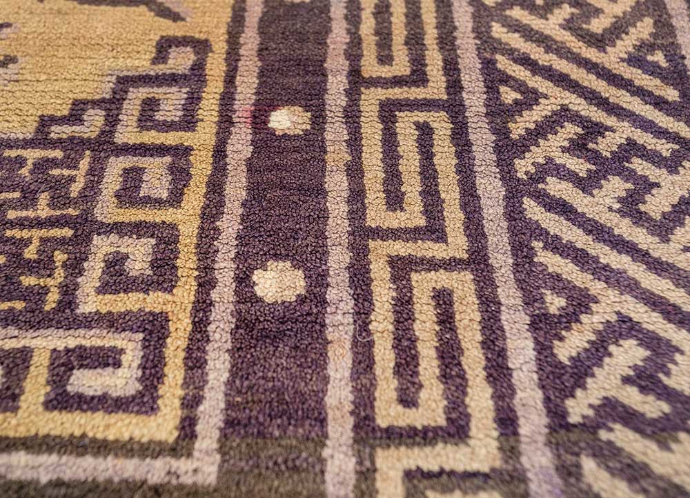 pechino beige and brown wool hand knotted Rug - CloseUp