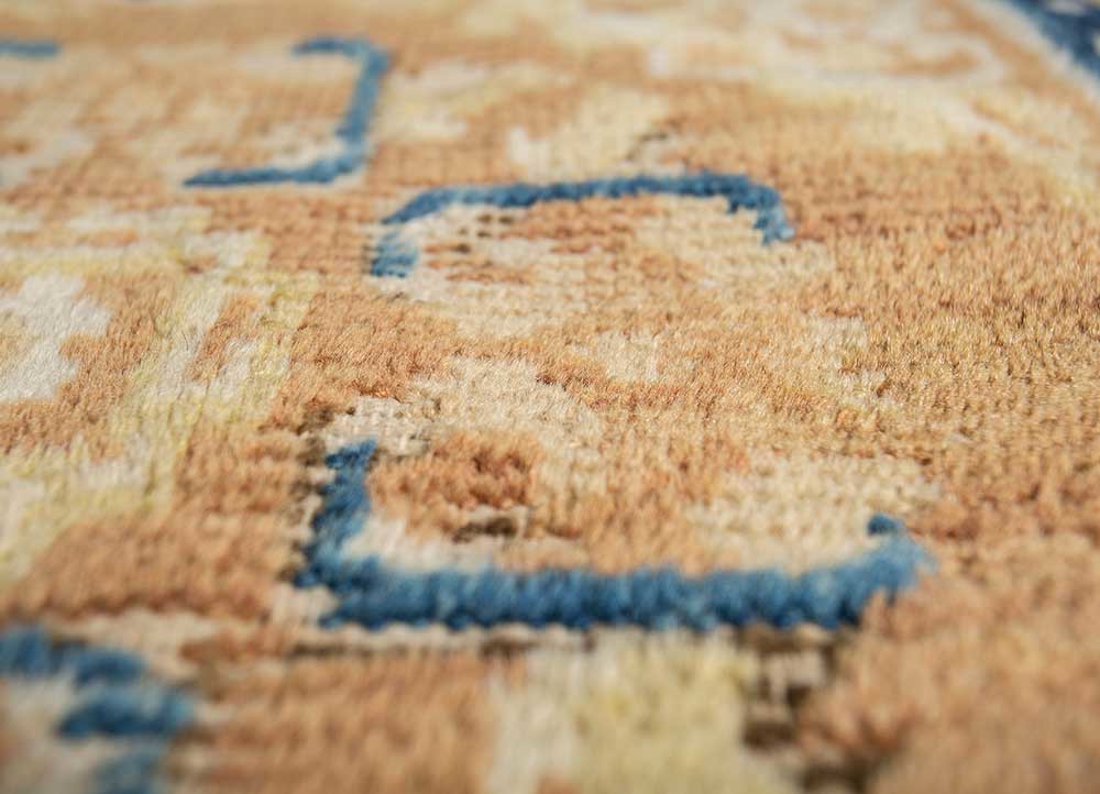 pechino beige and brown wool hand knotted Rug - CloseUp
