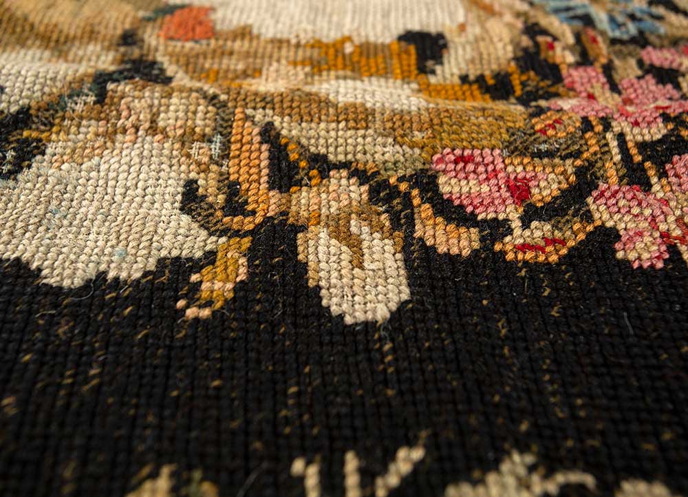 pechino grey and black wool hand knotted Rug - CloseUp