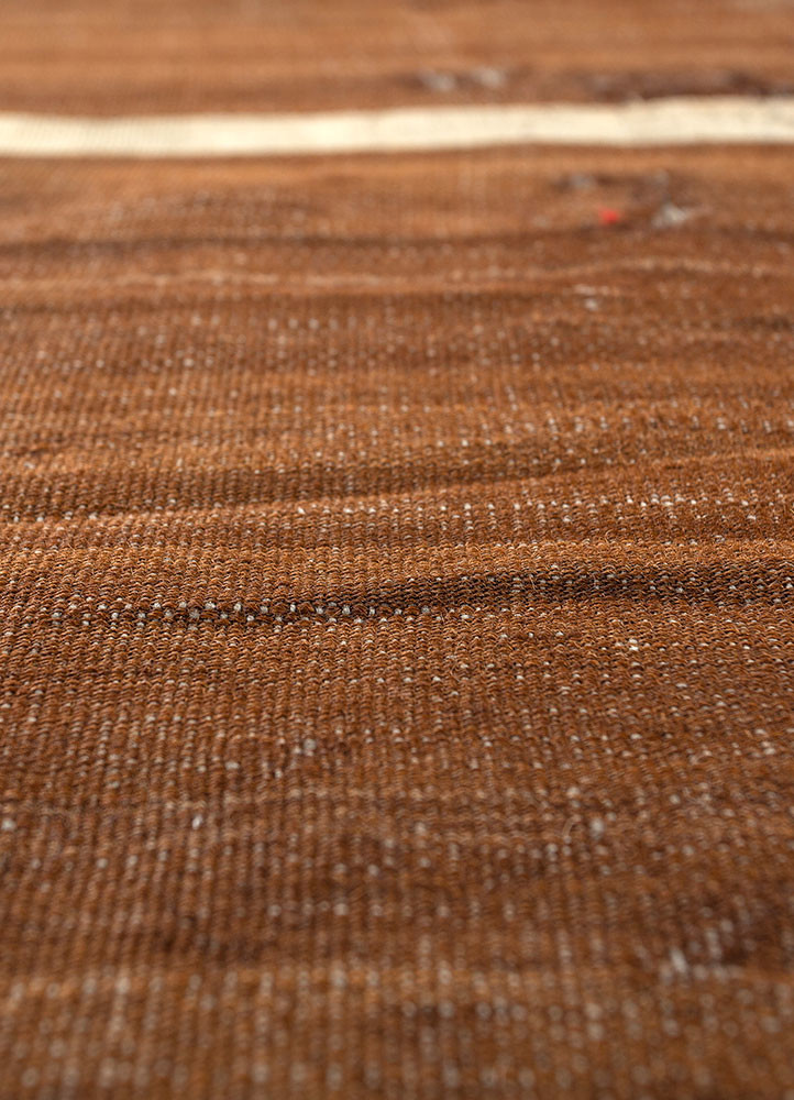 nayaab beige and brown wool flat weaves Rug - CloseUp