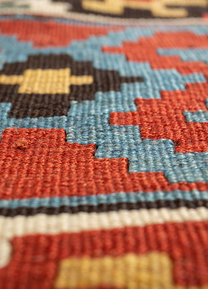 nayaab blue wool flat weaves Rug - CloseUp nayaab blue wool flat weaves Rug - CloseUp