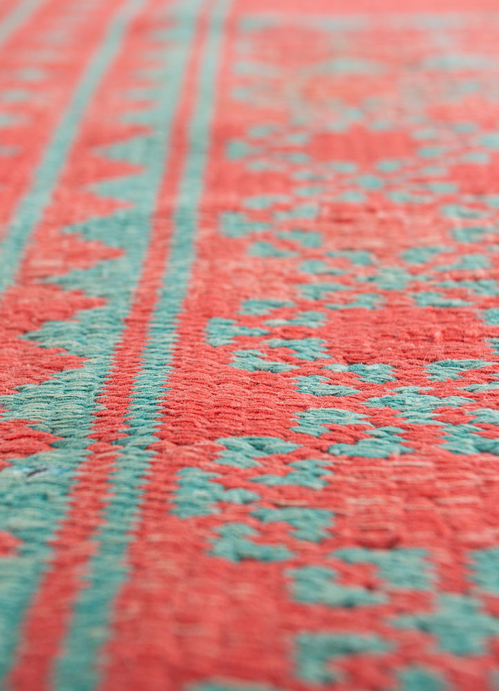 nayaab pink and purple wool flat weaves Rug - CloseUp nayaab pink and purple wool flat weaves Rug - CloseUp
