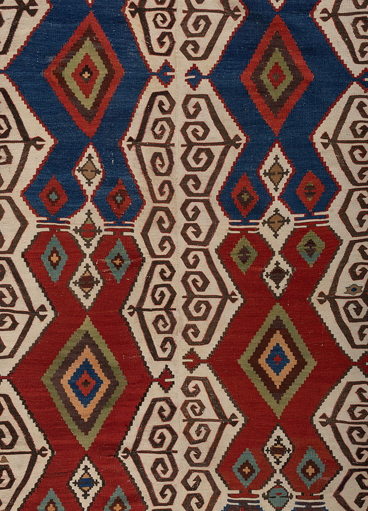 nayaab red and orange wool flat weaves Rug - CloseUp nayaab red and orange wool flat weaves Rug - CloseUp