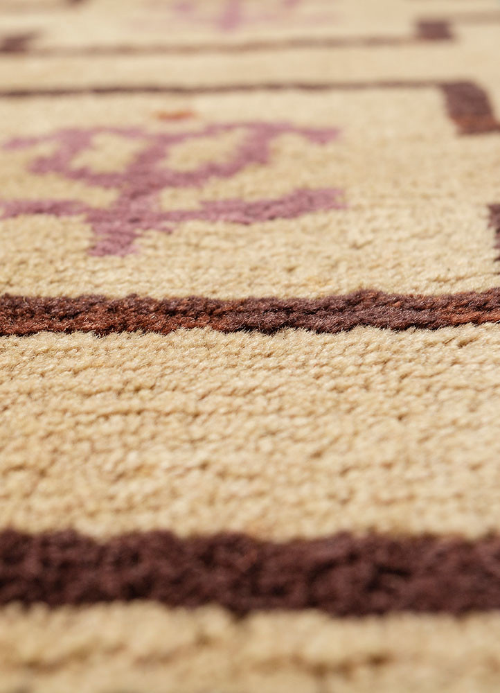 nayaab beige and brown wool flat weaves Rug - CloseUp
