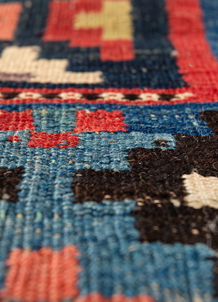 nayaab red and orange wool flat weaves Rug - CloseUp nayaab red and orange wool flat weaves Rug - CloseUp
