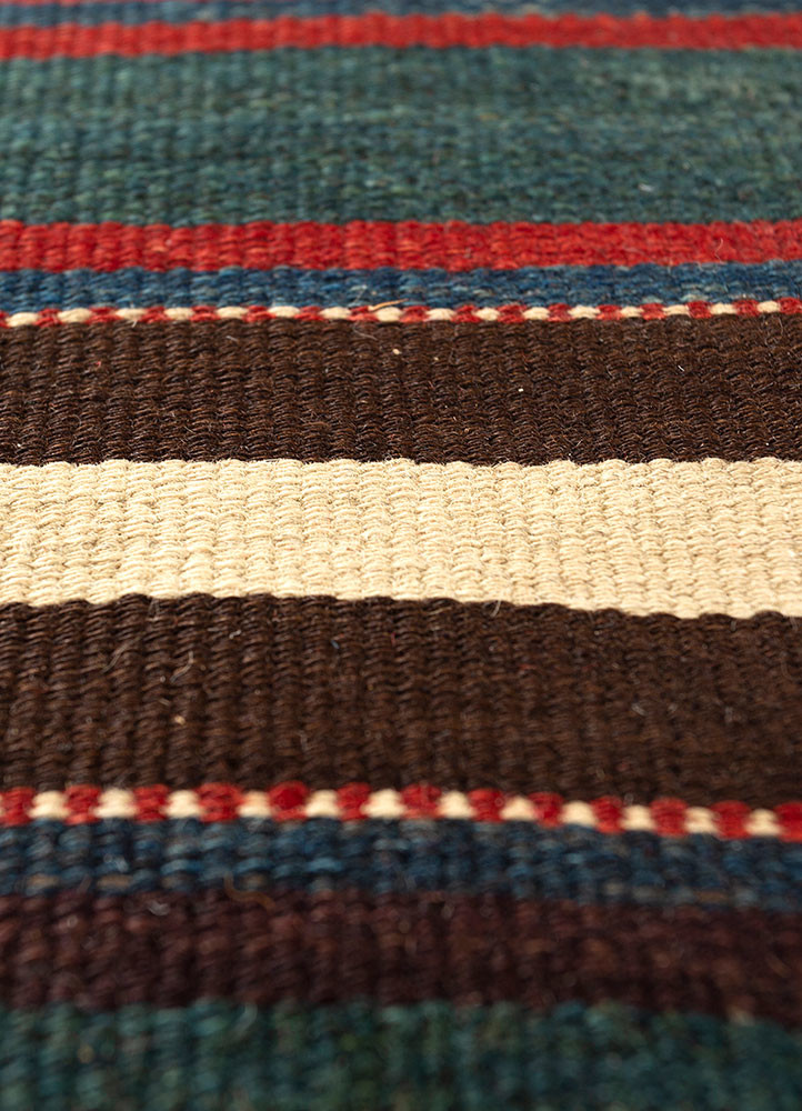 nayaab beige and brown wool flat weaves Rug - CloseUp