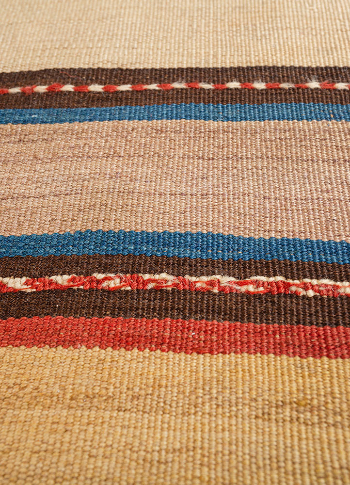 nayaab red and orange wool flat weaves Rug - CloseUp