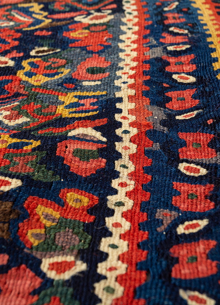 aalam blue wool flat weaves Rug - CloseUp