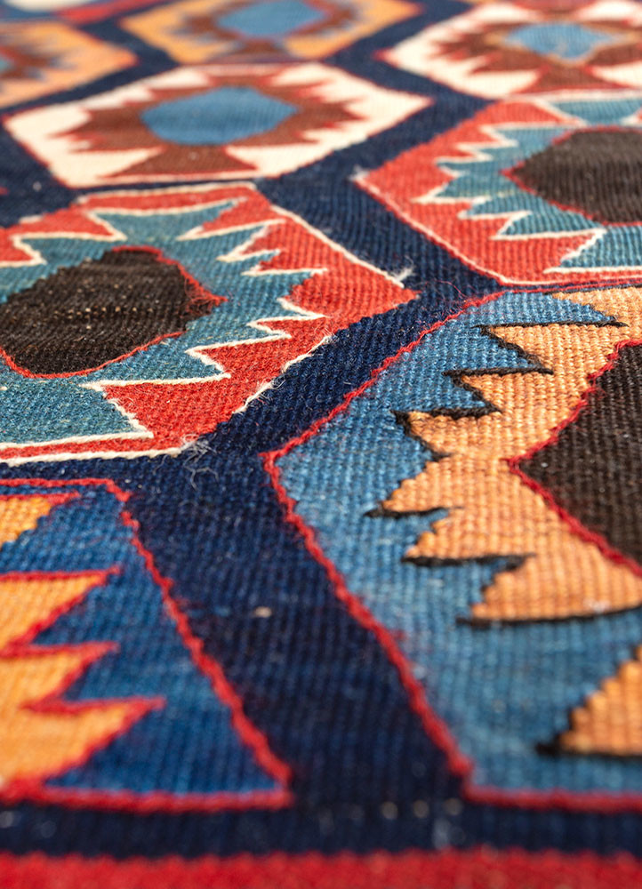 nayaab red and orange wool flat weaves Rug - CloseUp nayaab red and orange wool flat weaves Rug - CloseUp
