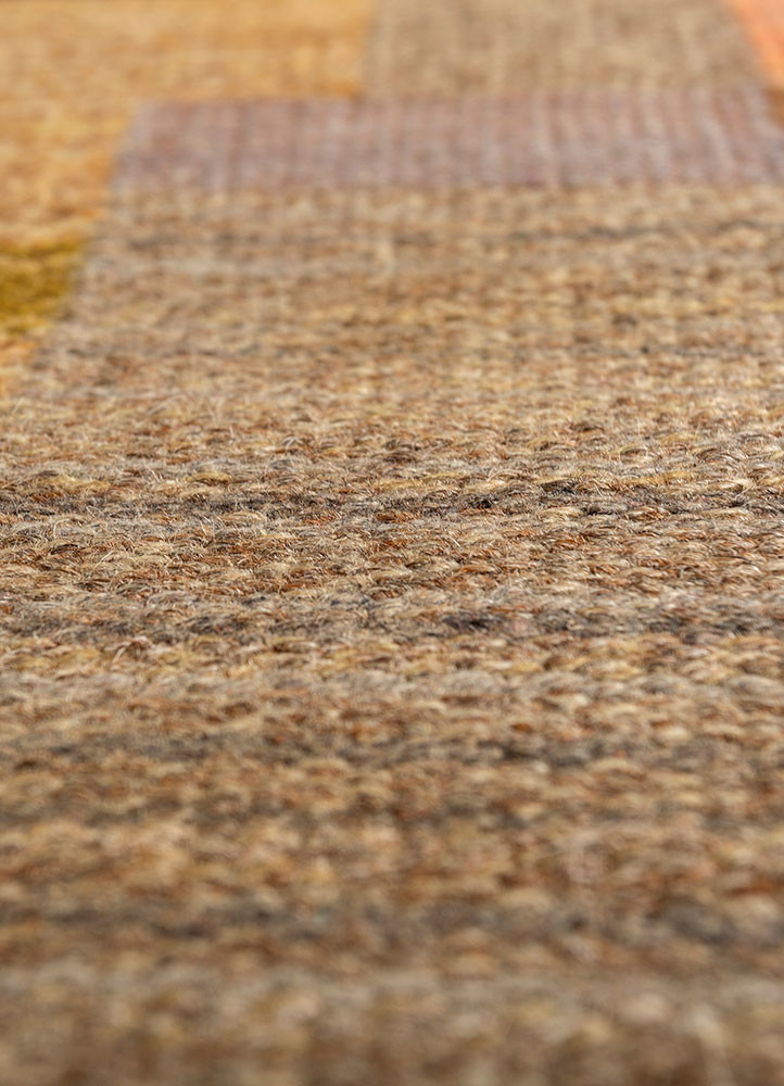 nayaab beige and brown wool flat weaves Rug - CloseUp