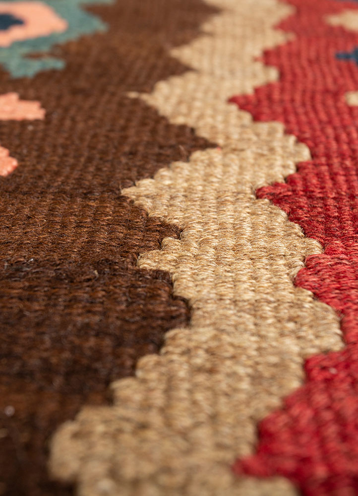 nayaab pink and purple wool flat weaves Rug - CloseUp nayaab pink and purple wool flat weaves Rug - CloseUp