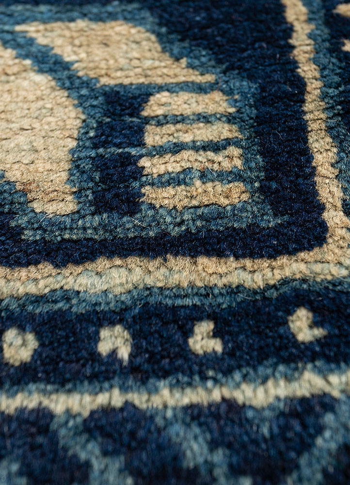 aalam blue wool flat weaves Rug - CloseUp aalam blue wool flat weaves Rug - CloseUp