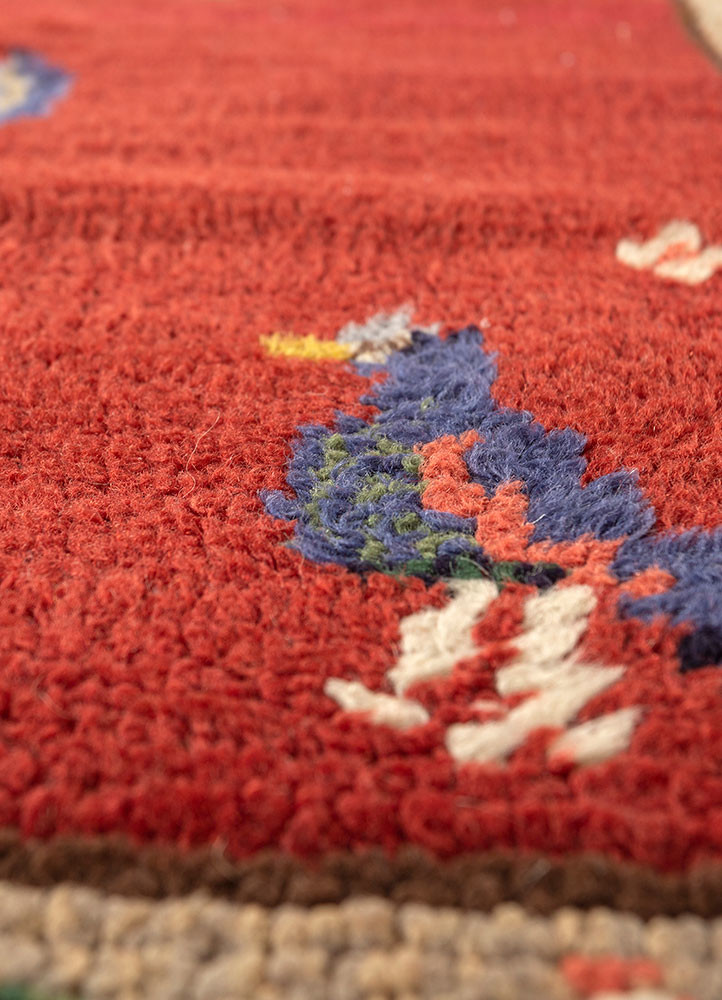 nayaab red and orange wool flat weaves Rug - CloseUp nayaab red and orange wool flat weaves Rug - CloseUp