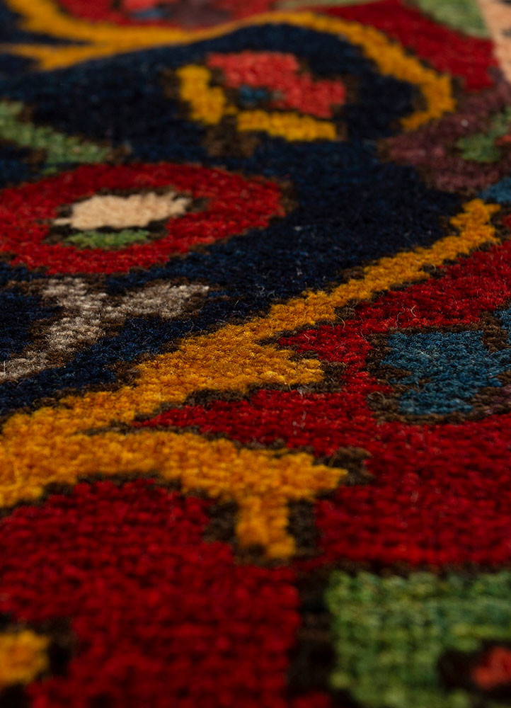 aalam red and orange wool hand knotted Rug - CloseUp aalam red and orange wool hand knotted Rug - CloseUp