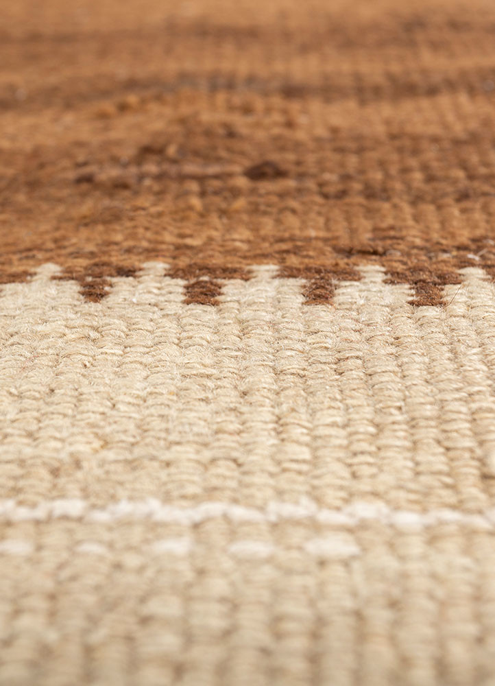 nayaab beige and brown wool flat weaves Rug - CloseUp nayaab beige and brown wool flat weaves Rug - CloseUp