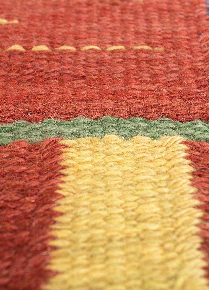 nayaab red and orange wool flat weaves Rug - CloseUp nayaab red and orange wool flat weaves Rug - CloseUp