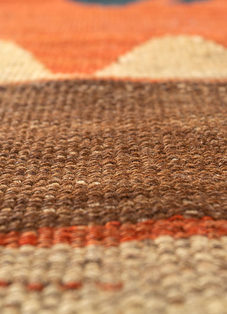 nayaab red and orange wool flat weaves Rug - CloseUp nayaab red and orange wool flat weaves Rug - CloseUp