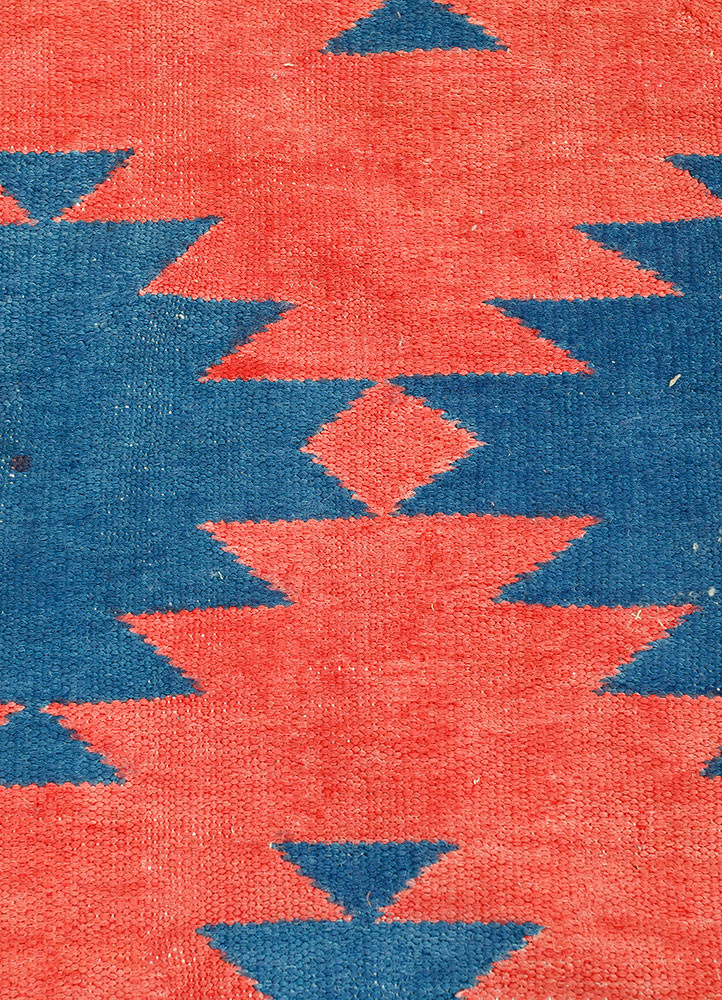 nayaab red and orange cotton flat weaves Rug - CloseUp