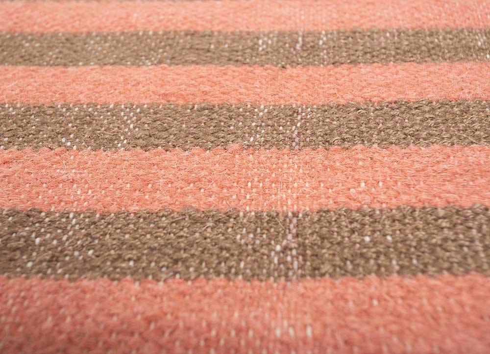 checkers red and orange wool flat weaves Rug - CloseUp