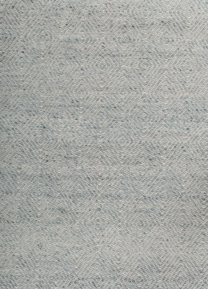 abrash blue wool flat weaves Rug - CloseUp