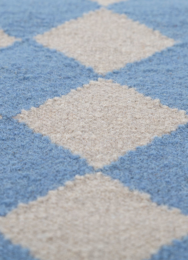 alhambra blue wool flat weaves Rug - CloseUp