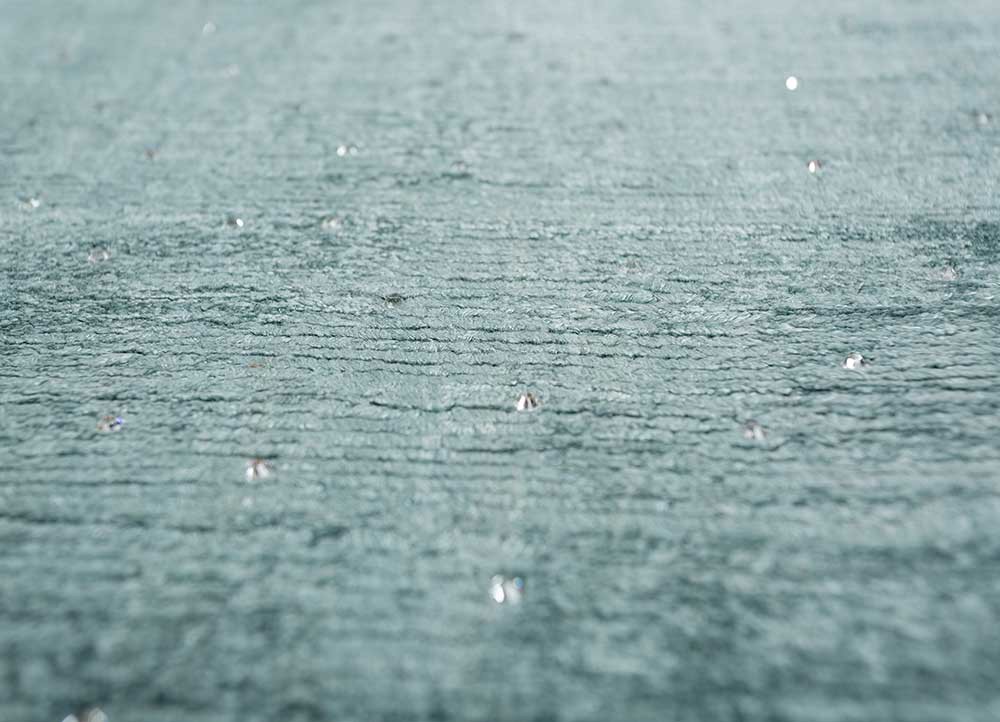 basis blue viscose hand loom Rug - CloseUp
