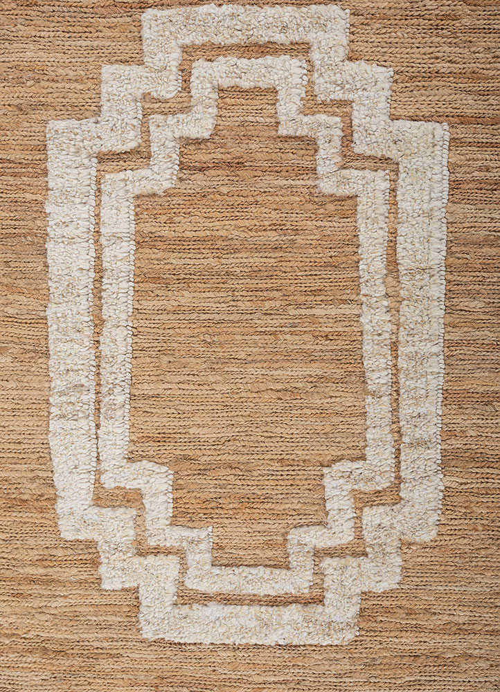 nomadic threads beige and brown jute and hemp hand knotted Rug - CloseUp